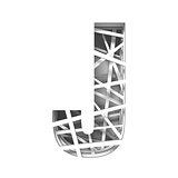 Paper cut out font letter J 3D