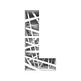 Paper cut out font letter L 3D