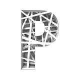 Paper cut out font letter P 3D