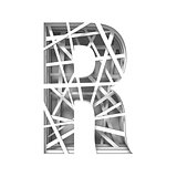 Paper cut out font letter R 3D