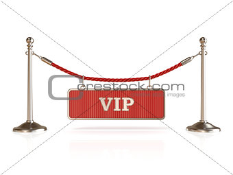 Velvet rope barrier, with VIP sign. 3D