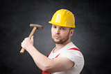 Construction worker with hammer