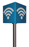 wifi symbol on cube - 3d rendering