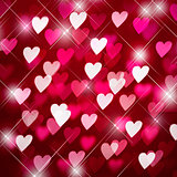 festive background for Valentines day with red and pink hearts o
