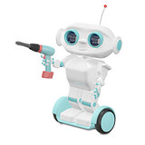 3D Illustration Little Robot with Screwdriver