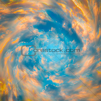 Tunnel from clouds. Abstract heaven concept