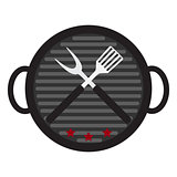 BBQ Icon with Grill Tools. Vector Illustration