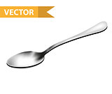 Realistic 3d teaspoon. Steel tablespoon. Isolated on white background. Kitchen utensils concept. Vector illustration.