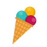 Ice cream cone icon flat style , isolated on white background. Vector illustration.