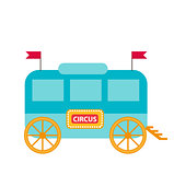 Circus trailer, wagon icon flat style , isolated on white background. Vector illustration.