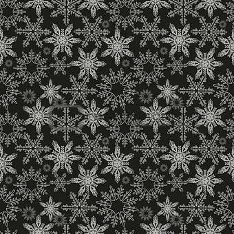 Snowflakes seamless pattern. New Years snow endless background, winter repeating texture. Christmas backdrop. Vector illustration.