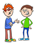 boys kid characters talking cartoon illustration