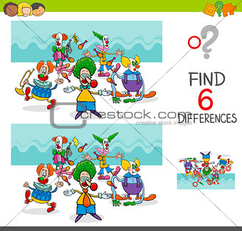 find differences with funny clown characters