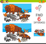 find differences with wild animal characters