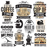 Vector set of decorative inscriptions on white background on theme coffee
