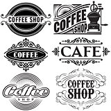set of vector templates in different retro styles for advertising coffee