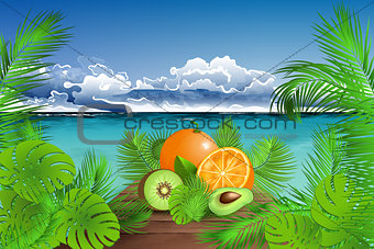 Summertime tropical fresh fruits