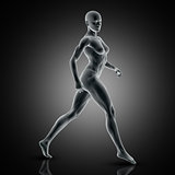 3D muscular female in walking pose