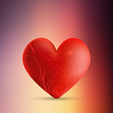Valentine's day background with decorative heart on blur backgro