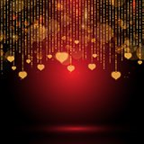 Valentine's Day background with hanging hearts