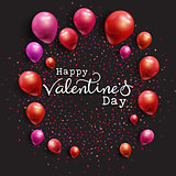 Valentine's Day background with balloons and confetti