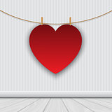 Valentine's day background with hanging heart 