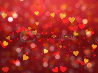 Valentine's Day background with heart shaped bokeh lights 
