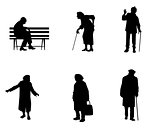 Silhouettes of older people