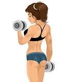 Sporty girl with dumbbells