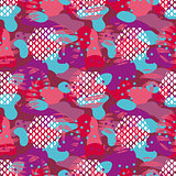 Camo red and violet seamless vector pattern.