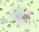 Horoscope seamless background in the style of rock art. EPS10 vector illustration