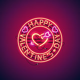 Happy Valentines Day with Arrowed Heart Neon Sign