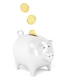 Piggy bank with golden coins