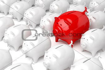 Unique red piggy bank