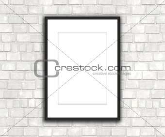 3D blank picture hanging on a brick wall