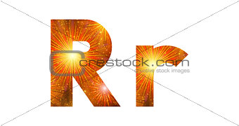 Set of letters, firework, R