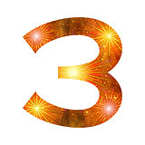 Number of orange firework, three