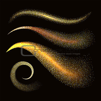 Sparkle stardust. Golden glittering waves