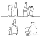 Set bottle and glass isolated