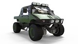 Special all-terrain vehicle for difficult terrain and difficult road and weather conditions. 3d rendering.