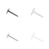 Pickaxe black and grey set icon .