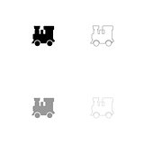Steam locomotive - train black and grey set icon .