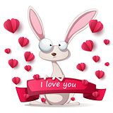 Crazy rabbit - Valentine Day illustration.