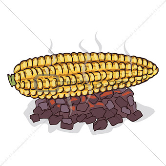 Isolate grilled corn ears fruit