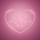 Happy Valentines Day Heart Rose Neon Banner