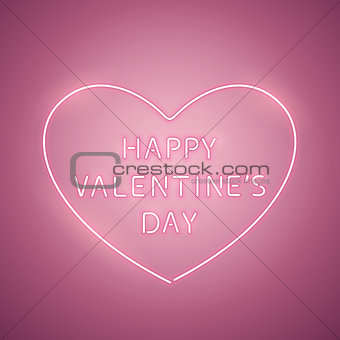 Happy Valentines Day Heart Rose Neon Banner