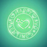 Happy Valentines Day with Arrowed Heart Green Neon Banner