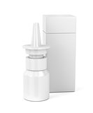 White nasal spray bottle and plastic box