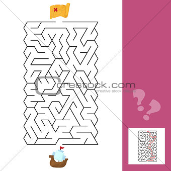 Maze. The ship - Children s game labyrinth. Kids puzzle with answer