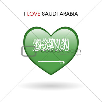 Love Saudi Arabia symbol. Flag Heart Glossy icon